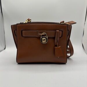 Michael Kors Hamilton Traveller Tan Leather Crossbody Bag